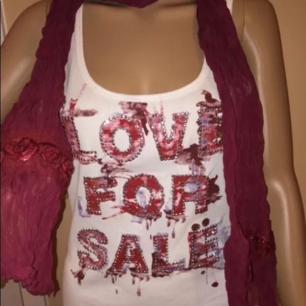 Y2K Vintage Guess Tank Top Bling L with J.jill scarf NEW!